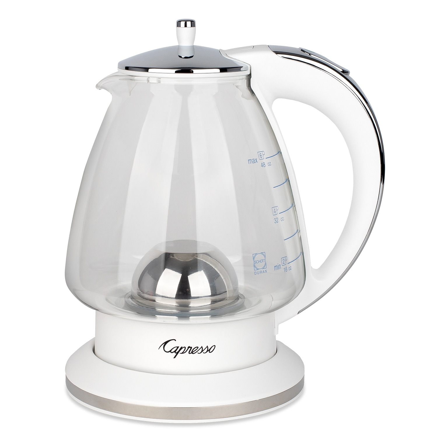 Capresso H20 6-Cup Glass Kettle, White (240.02)