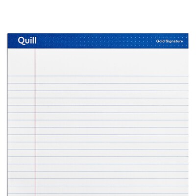 Quill Brand® Gold Signature Premium Series Legal Pad, 8-1/2" x 11", Wide Ruled, White, 50 Sheets, 12 Pads/Pack (742312)