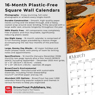 2026 BrownTrout North Dakota Wild & Scenic 12" x 12" Monthly Wall Calendar (9798330704927)