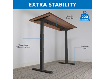 Mount-It! Ultimate 55"W Electric Rectangular Adjustable Standing Desk, Brown/Black (MI-18106)