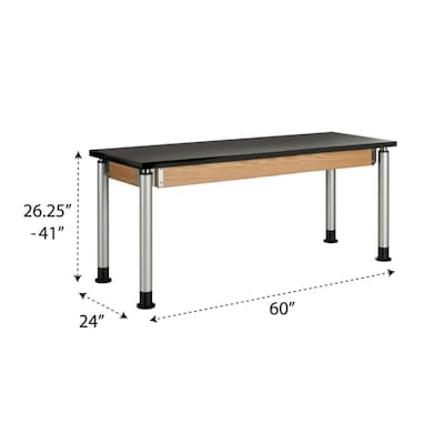 Diversified Woodcrafts Uplift! Hybrid ADA Rectangular Science Table, 60 x 24, Height Adjustable, Black/Oak (P8601K)