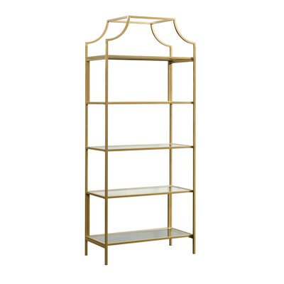 Sauder International Lux 71H 5-Shelf Bookcase, Satin Gold (421434)