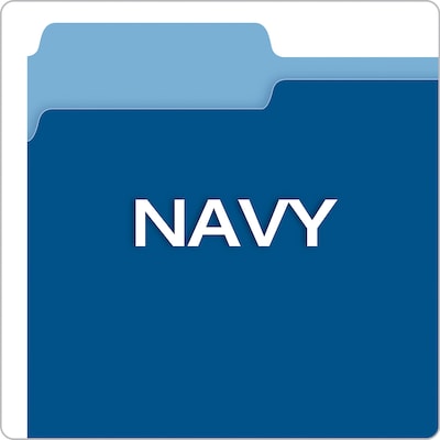 Pendaflex Two-Tone File Folders, 1/3-Cut Tab, Letter Size, Navy Blue, 100/Box (152 1/3 NAV)