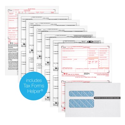 Adams Employees Copies Cut Sheet 2025 W-2 Tax Form Kit with Envelopes, 6-Part, Copy A, B, C, D, 1, 2, 50/Pack (LW2625Q)