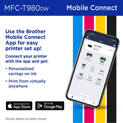 Brother INKvestment Tank MFC-T980DW Wireless Color All-In-One Supertank Inkjet Printer, Best for Home Office