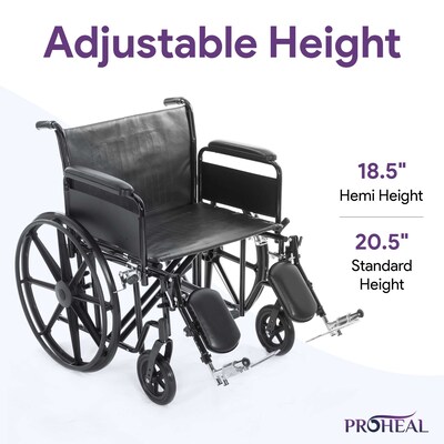 ProHeal Bariatric 30 Wheelchair, Removable Desk Arms & Elevating Leg Rests, 700 lb. Capacity, Nylon