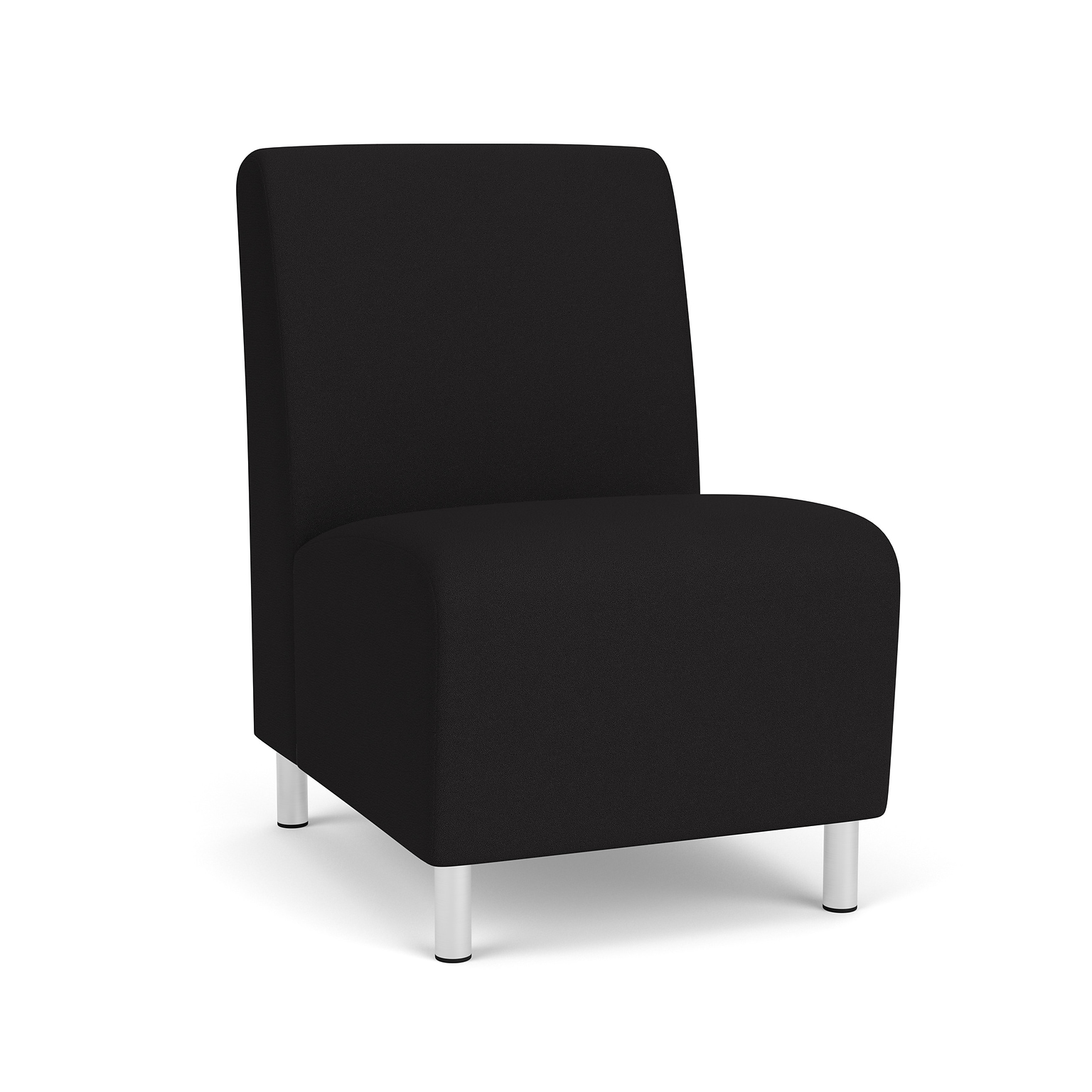 Lesro Ravenna Fabric Guest Chair, Armless, Open House Black/Brushed Steel (RV1102.FBS-01OHBK)