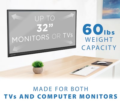 Mount-It! Low Profile Fixed TV Mount for 19" to 32" TVs, Black, (MI-203)