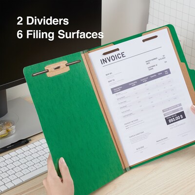 Staples Moisture Resistant Classification Folder, 2-Dividers, 2.5" Expansion, Letter Size, Green, 10/Box (ST614621-CC)