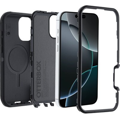 OtterBox Defender MagSafe Phone Case for iPhone 16 Pro Max, Shock Absorbing, Black (77-95989)