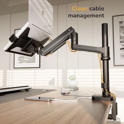 Mount-It! Laptop Desk Mount with Pole and Gas Spring Arm for 11.6" to 17.3" Laptops, Holds Up to 19.8 lbs., Black (MI-12006)