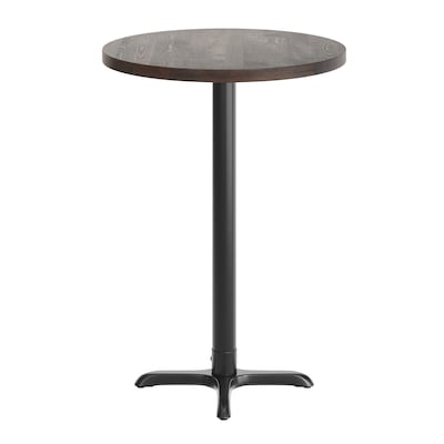 Flash Furniture Bennett 30" Round Wooden Commercial Indoor Table, Dark Brown Top/Black Base (GSFRD30DBT2222B)