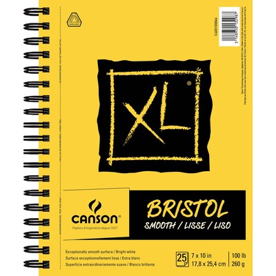 Canson XL Series 7 x 10 Wire Bound Bristol Sketch Pad, 25 Sheets/Pad, 2/Bundle (MCXC400100866-2)