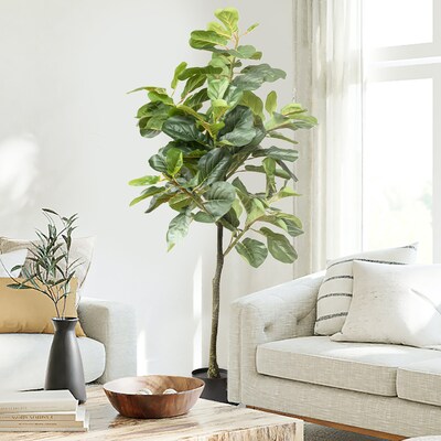 Forever Leaf 60" Artificial Fiddle Fig Leaf Plant in Black Pot (FEV-FIBL60)