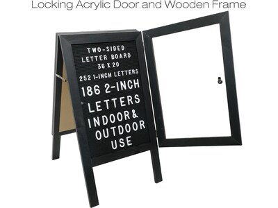 Excello Global Products Indoor/Outdoor A-Frame Sidewalk Sign, 20" x 27", Black (EGP-HD-0084-BLK)