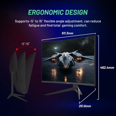 Skytech Moon Shadow 27" Curved 2K 180 Hz Gaming Monitor, Black (MT-MOONSHADOW-0001-B-SK)