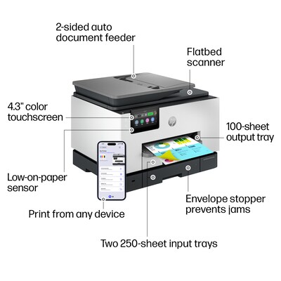 HP OfficeJet Pro 9135e Wireless Color Inkjet Printer, All-In-One, Print, Scan, Copy, Fax (404M0A#B1H)