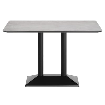 Flash Furniture Acadia Wooden Dining Table with Dual Column Base, 30"D x 48"W, Gray Faux Concrete/Black Base (ST3048CGTB002B)