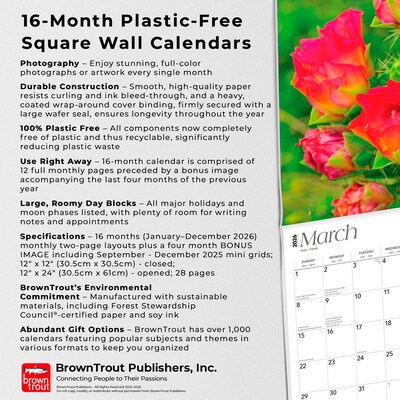 2026 BrownTrout Texas Wildflowers 12" x 12" Monthly Wall Calendar (9798330705832)