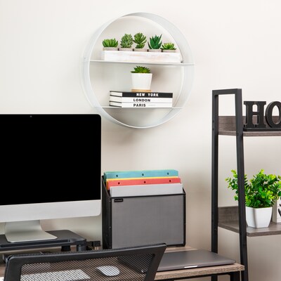 Mind Reader 2 Metal Circular Floating Shelves, 18" x 4" x 18", White (WALLCIR-WHT)