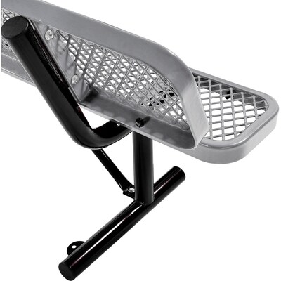 Global Industrial 8' Outdoor Steel Bench w/ Backrest, Expanded Metal, Gray (277155GY)