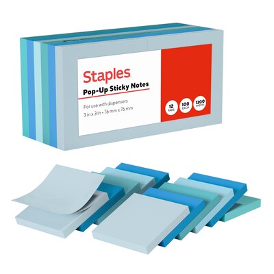 Staples Sticky Notes, 3 x 3, Assorted Colors, 2400 Sheets – Everyday Self-Stick Notes for Reminders, Planning & Collaboration
