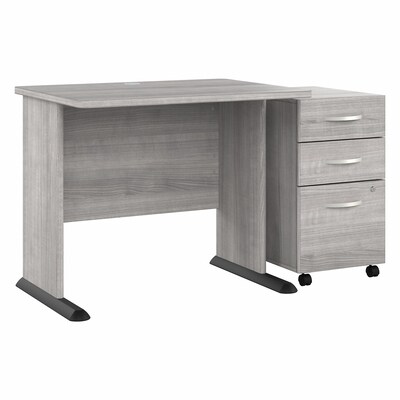 Bush Business Furniture Studio A 36W Small Computer Desk with 3 Drawer Mobile File Cabinet, Platinu