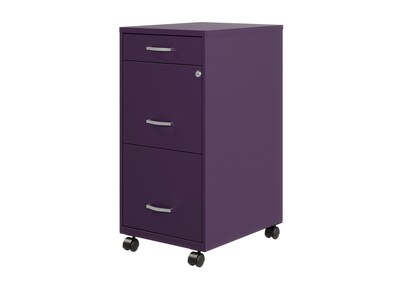 Space Solutions SOHO Organizer 3-Drawer Mobile Vertical File Cabinet, Letter Size, Lockable, Midnight Purple (25285)