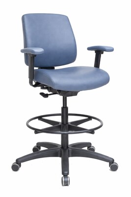 Tempur-Pedic Healthcare Vinyl Drafting Stool with Footrest and Lumbar Support, Blue (TP-HCSTLDLBLU)