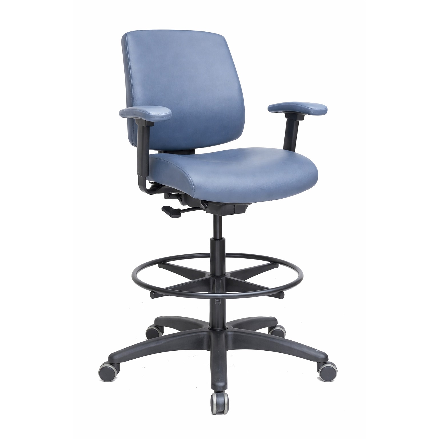Tempur-Pedic Healthcare Vinyl Drafting Stool with Footrest and Lumbar Support, Blue (TP-HCSTLDLBLU)
