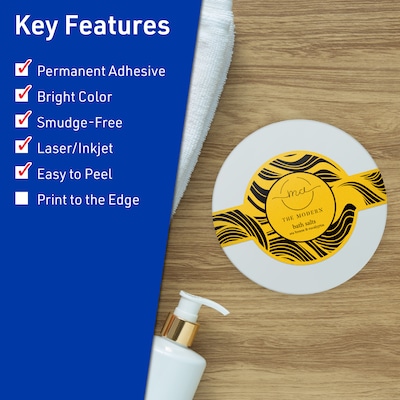 Avery Cigar Laser/Inkjet Multipurpose Labels, 2-3/8 x 8, Bright Yellow (240/Box)