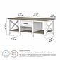 Bush Furniture Key West 47.2" x 23.94" Coffee Table, Shiplap Gray/Pure White (KWT148G2W-03)