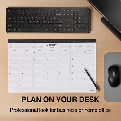 2025 Staples 18" x 11" Desk Pad Calendar, Black (ST17392-25)