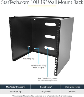 StarTech Server Rack 19 Wall Mount., Black (RACK-10U-14-BRACKET)