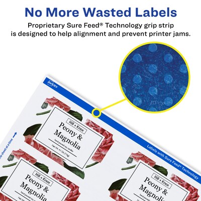 Avery Laser/Inkjet Decorative Edge Waterproof Multipurpose Labels, 3"  x 2", White, 400/Box (94267)