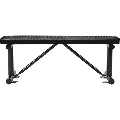 Global Industrial 4 Outdoor Steel Flat Bench, Expanded Metal, Black (695741BK)