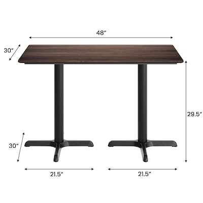 Flash Furniture Acadia Wooden Dining Table with X-Bases, 30"D x 48"W, Dark Brown/Black Base (ST3048WBRT2230)