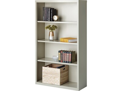 Hirsh HL8000 Series 60"H 4-Shelf Bookcase with Adjustable Shelves, Light Gray Steel (21994)