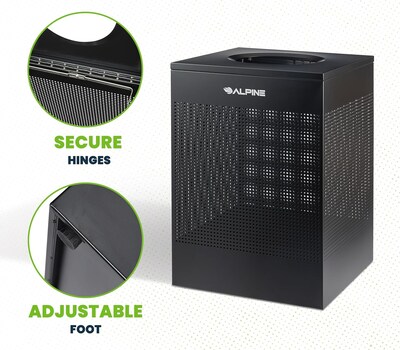 Alpine Industries Stainless Steel Trash Can, 40 Gallon, Black (ALP438-40-BLK-MK)