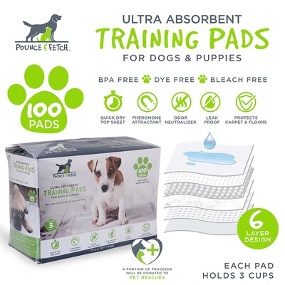 Pounce + Fetch Dog Training Pads, 100/Pack (18002100)