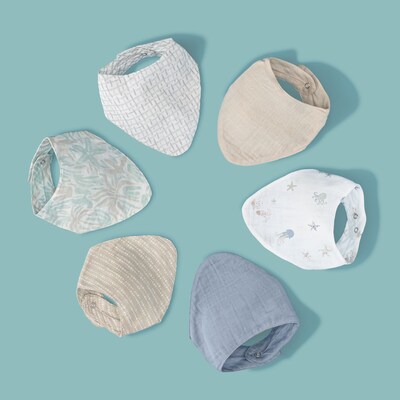 Crane Baby Cove Muslin Bib Set, 3-Piece, Sea Life (BC-160BS-2)
