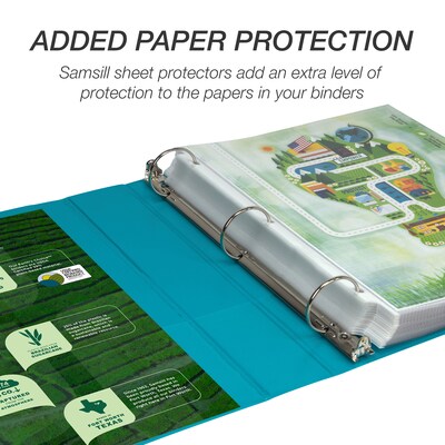 Samsill Earth's Choice Plant-Based 1.5" Durable View Binders, 3-Ring, Made in USA, Assorted Fashion Colors, 4/Pack (MP48659)