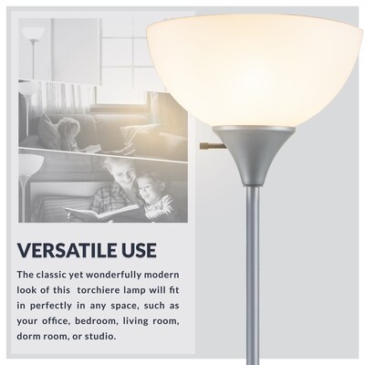 Newhouse Lighting Henry 71" Silver Floor Torch Lamp with Round Shade (NHFL-HE-SI)