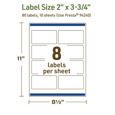 Avery Dissolvable Rectangle Multipurpose Labels, 2" x 3.75", Off-white, 80/Pack (94240)