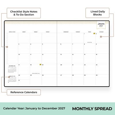 2027 Blue Sky Day Designer 8" x 10" Weekly & Monthly Planner, Black (161281)