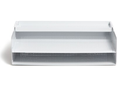 U Brands The Perforated Collection Metal Front Loading Letter Tray, Letter Size, White (5718U01-06)