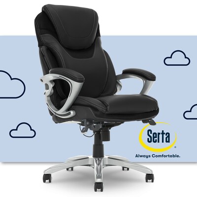 Serta Works Bryce Ergonomic Bonded Leather Swivel Executive Chair, Black (43807A)