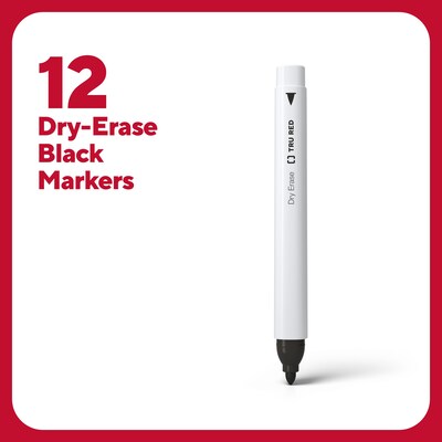 TRU RED™ Dry Erase Markers, Fine Tip, Black, 12/Pack (TR61435/TR54566)