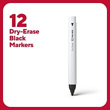 TRU RED™ Pen Dry Erase Markers, Fine Tip, Black, 12/Pack (TR61435/TR54566)