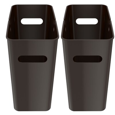 iTouchless SlimGiant Polypropylene Trash Can with no Lid, Mocha Black, 4.2 gal., 2/Pack (SG103Bx2)